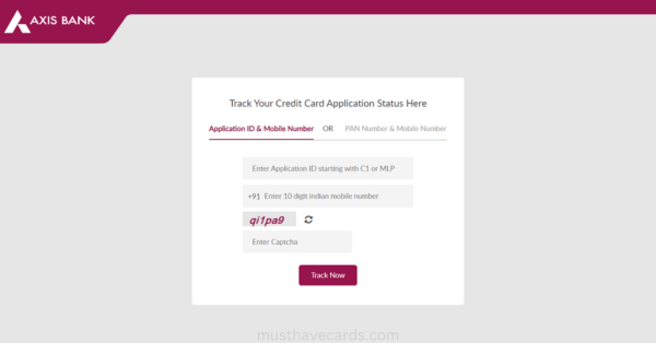 check axis bank flipkart credit card application status